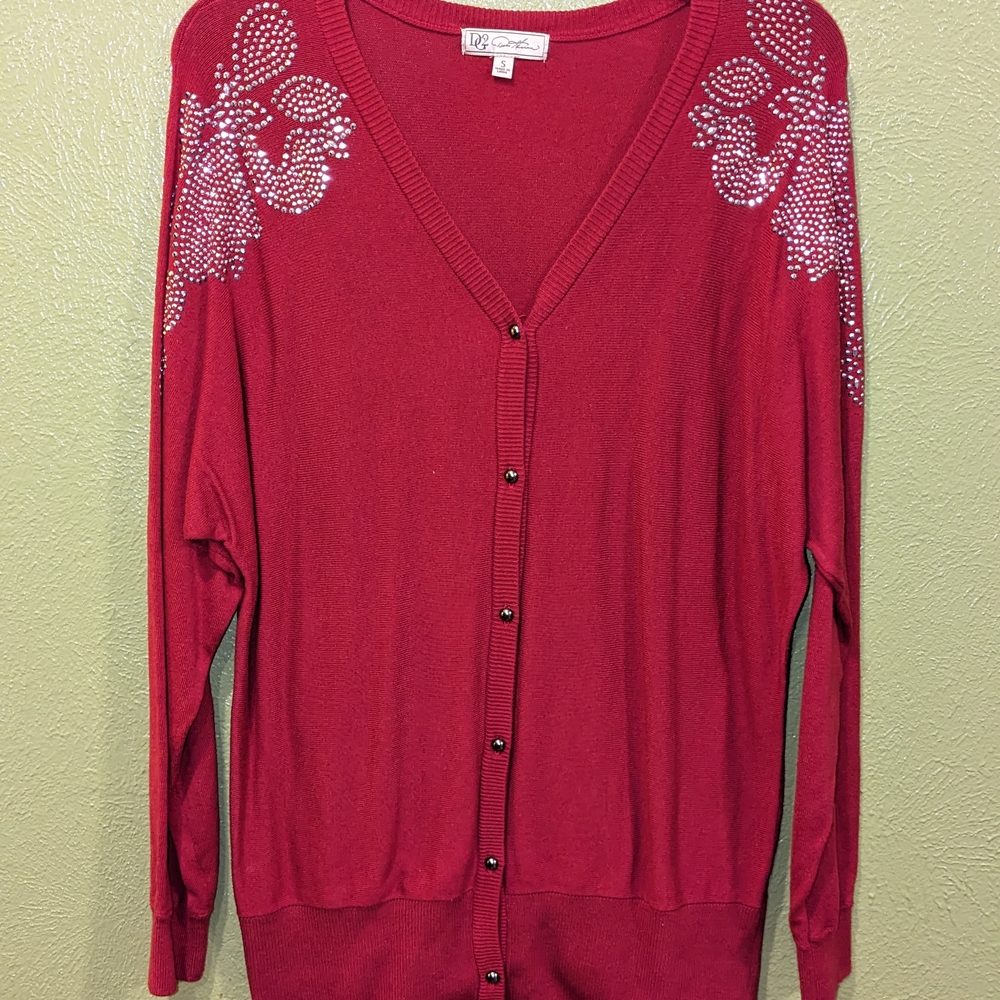 Chico's Red Embellished Women's Sweater